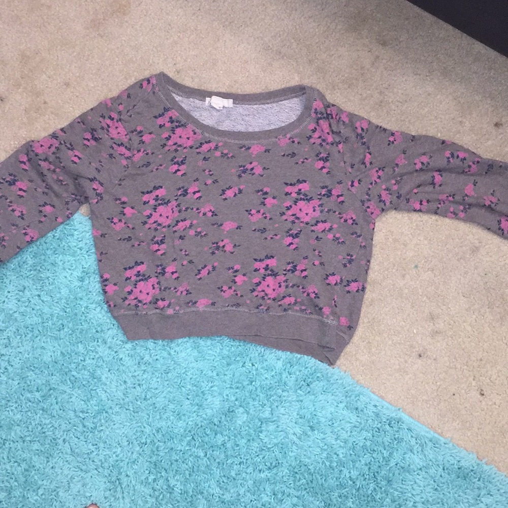 Flower printed  sweater crop top